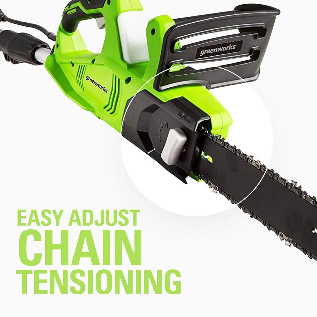 Greenworks 10 Inch Corded Electric Pole Saw and Chainsaw (2-In-1) Max Reach 12Ft