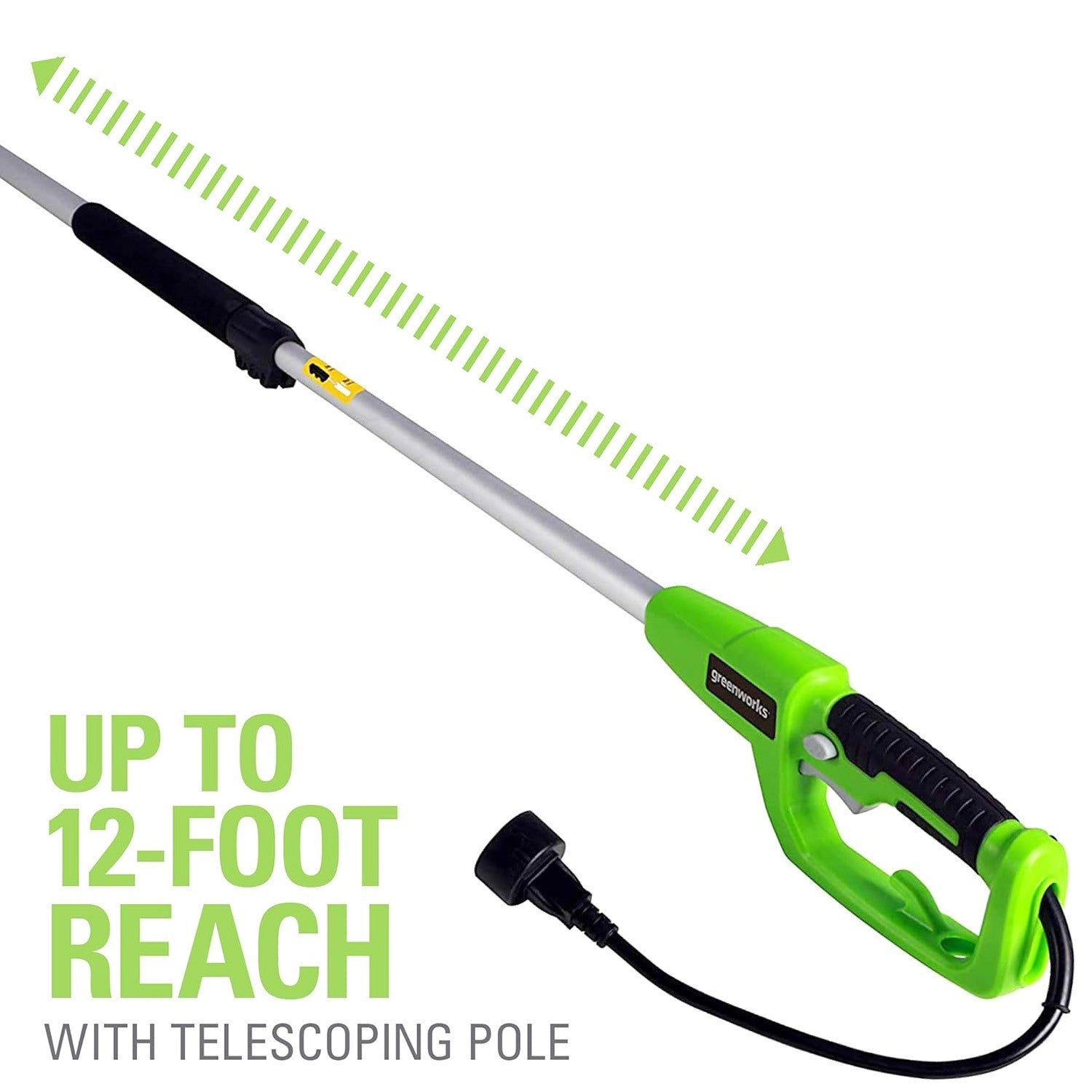 Greenworks 10 Inch Corded Electric Pole Saw and Chainsaw (2-In-1) Max Reach 12Ft