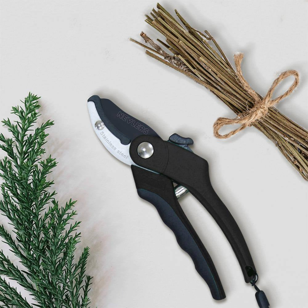 Professional Stainless Steel Heavy-Duty Black Garden Anvil Pruning Shears