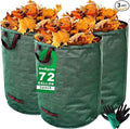 Reusable Yard Waste Bags, 72 Gallon Lawn and Leaf Garden Bags, 3 Pack Heavy Duty