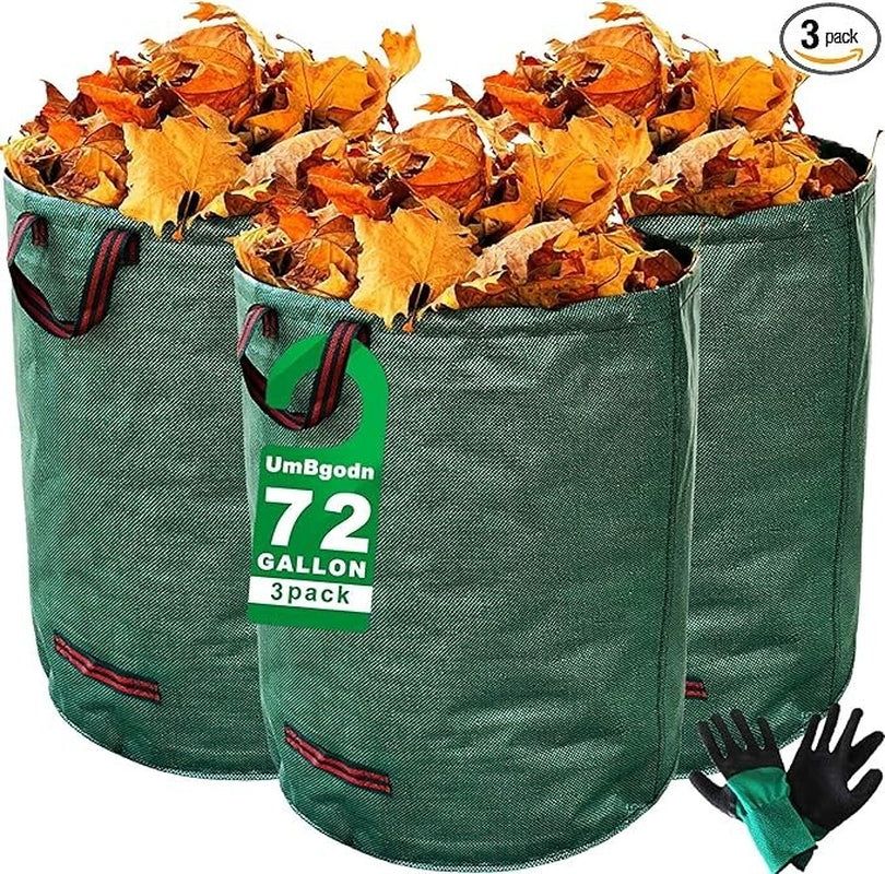 Reusable Yard Waste Bags, 72 Gallon Lawn and Leaf Garden Bags, 3 Pack Heavy Duty
