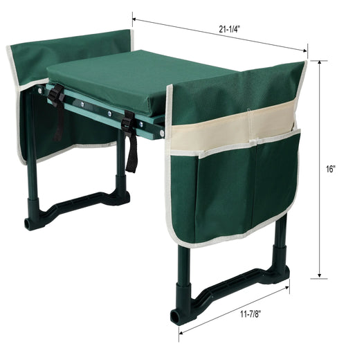 Foldable Garden Kneeler Seat with 2 Tool Pouches,Foldable Stool Heavy Duty Thick Gardening Bench for Kneeling and Seat