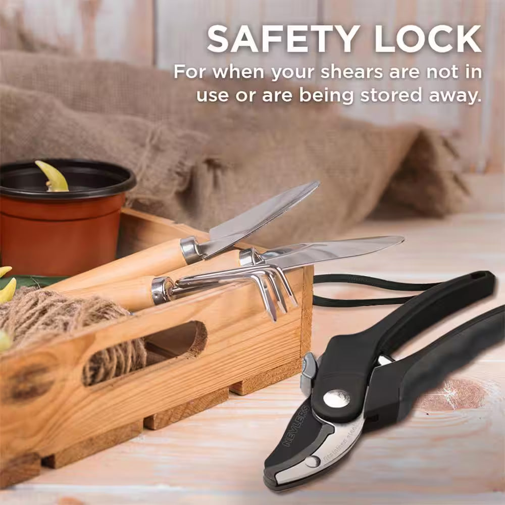 Professional Stainless Steel Heavy-Duty Black Garden Anvil Pruning Shears
