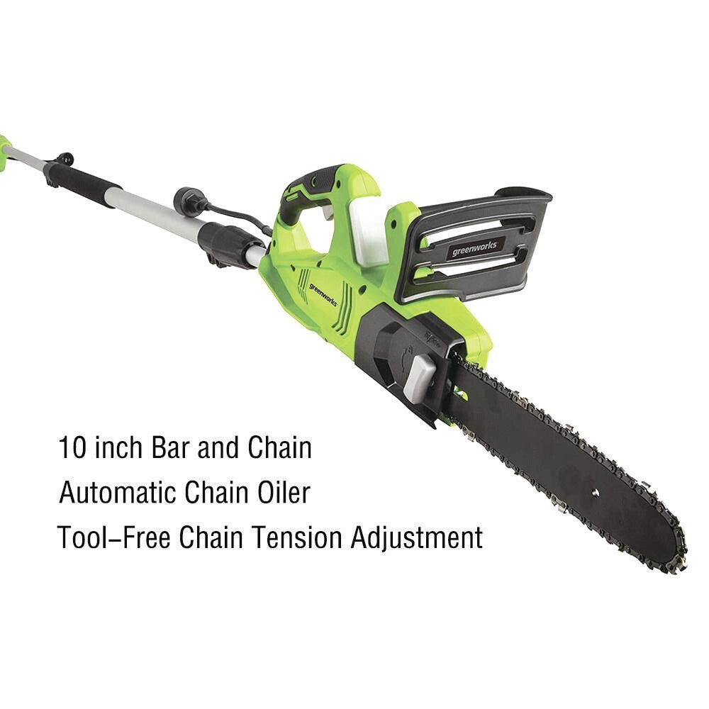 Greenworks 10 Inch Corded Electric Pole Saw and Chainsaw (2-In-1) Max Reach 12Ft