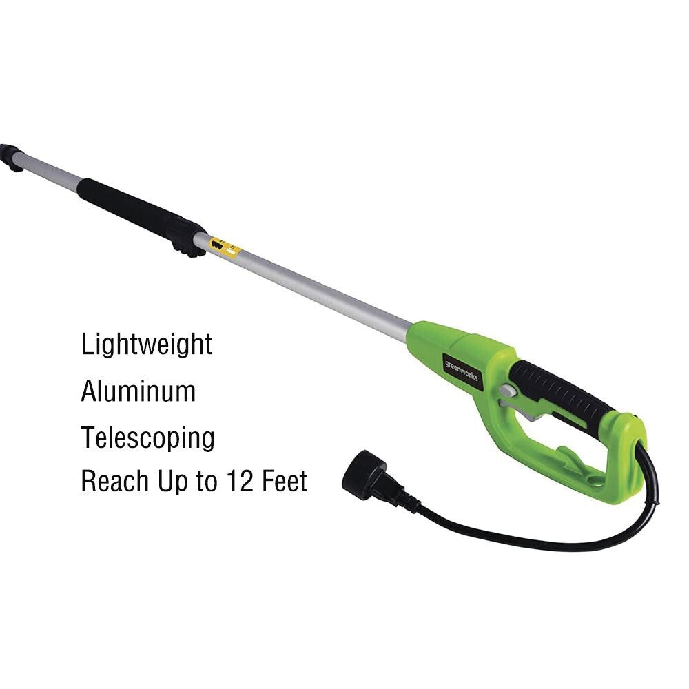 Greenworks 10 Inch Corded Electric Pole Saw and Chainsaw (2-In-1) Max Reach 12Ft