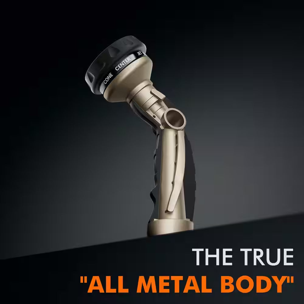 Heavy Duty Metal Water Hose Nozzle Sprayer for Garden 9 Spray Patterns High Pressure 6.3 In.