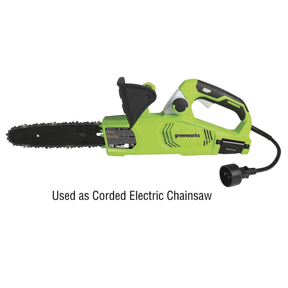 Greenworks 10 Inch Corded Electric Pole Saw and Chainsaw (2-In-1) Max Reach 12Ft