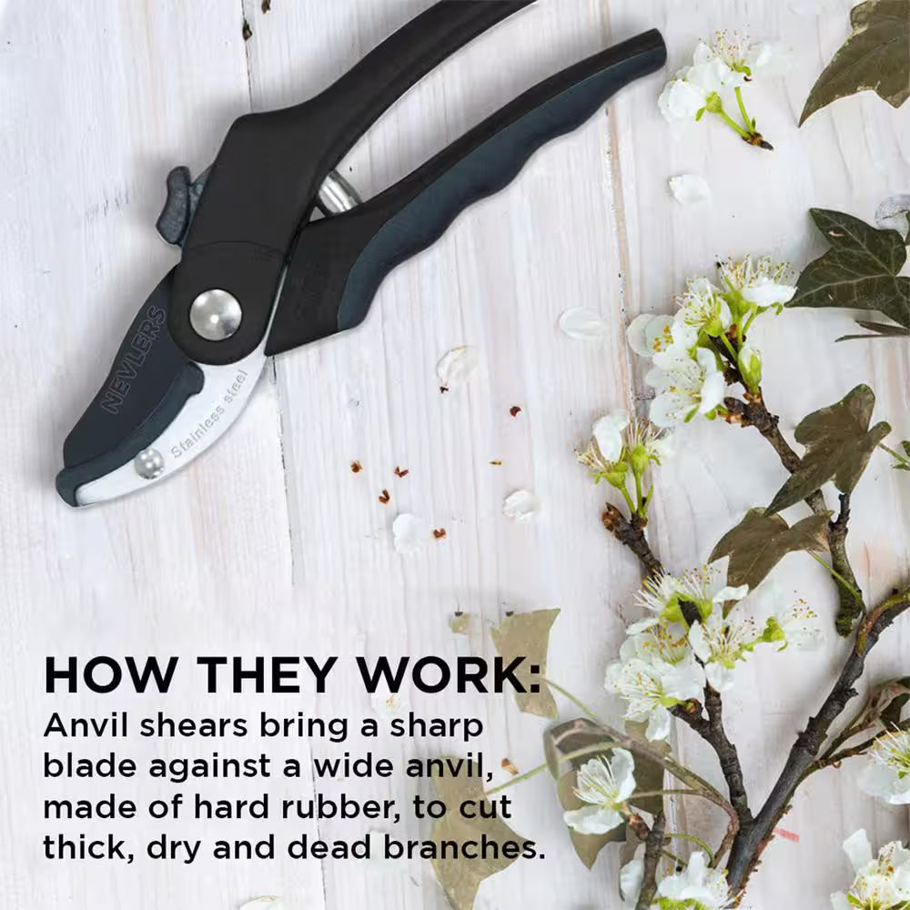Professional Stainless Steel Heavy-Duty Black Garden Anvil Pruning Shears